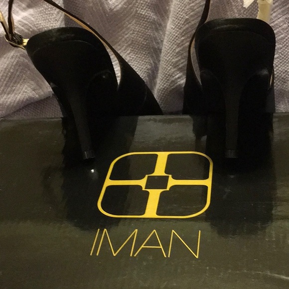 IMAN,8W,BLACK SATIN Heels,3”,NWT,NIB,Never worn SLINGBACK - Picture 6 of 10